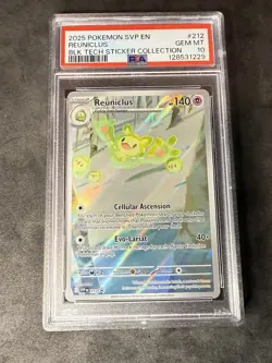 2025 POKEMON BLACK BOLT TECH STICKER COLLECTION REUNICLUS 212 PROMO PSA 10 - Image 1