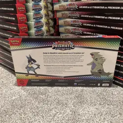 10x Pokemon TCG Prismatic Evolutions Lucario x Tyranitar Premium Collection - Image 3