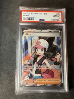 2025 POKEMON WHITE FLARE #164 HILDA ULTRA RARE PSA 10 - Image 1