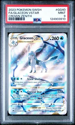 2023 Pokemon Sword and Shield Crown Zenith GG40 Full Art Glaceon VSTAR PSA 9 - Image 2