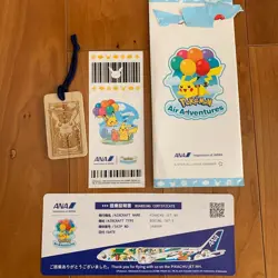ANA Pokemon Card Air Adventures Set Flying Pikachu Japanese Wood Accessory - Image 1
