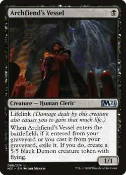 Archfiend's Vessel 88 M21 MTG Black Human Cleric Lifelink Demon Uncommon Muuray - Image 1