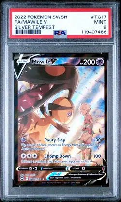 2022 POKEMON SWORD & SHIELD SILVER TEMPEST #TG17 FULL ART/MAWILE V PSA 9 - Image 1