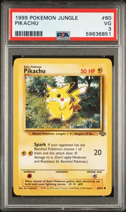1999 POKEMON JUNGLE #60 PIKACHU PSA 3 - Image 1
