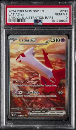 2024 POKEMON SSP EN-SURGING SPARKS SPECIAL ILLUSTRATION RARE LATIAS EX PSA 10 - Image 1