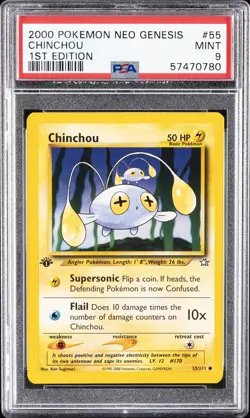 2000 POKEMON NEO GENESIS 1ST ED #55 CHINCHOU PSA 9 - Image 1