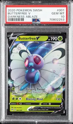2020 POKEMON SWORD & SHIELD DARKNESS ABLAZE #001 BUTTERFREE V PSA 10 - Image 1