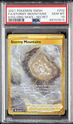 2021 POKEMON SWORD & SHIELD EVOLVING SKIES #232 FULL ART/STORMY MOUNTAINS PSA 10 - Image 1
