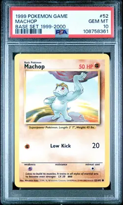 1999 POKEMON GAME BASE SET 1999-2000 #52 MACHOP PSA 10 - Image 1