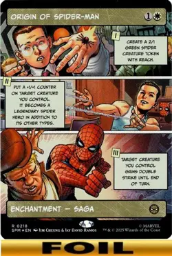1x - Origin of Spider-Man - FOIL BORDERLESS #218 Saga - Marvel's Spider-Man MTG - Image 1