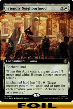 1x - Friendly Neighborhood - FOIL EXTENDED ART #246 - Marvel's Spider-Man MTG - Image 1