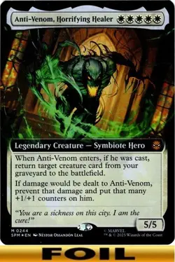 1x - Anti-Venom, Horrifying Healer - FOIL EXTENDED ART #244 - Spider-Man MTG - Image 1