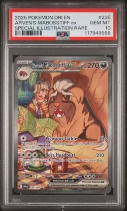 2025 POKEMON DESTINED RIVALS ARVEN'S MABOSSTIFF EX #235 SIR PSA 10 GEM MINT - Image 1