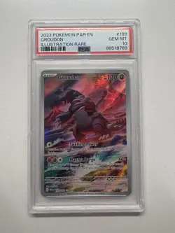 Pokemon Groudon TCG Holo Illustration Rare Card PSA 10 Paradox Rift 199/182 - Image 1