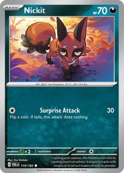 Nickit 119/182 | Paradox Rift | Common | Non Holo | NM Pokemon Card - Image 1