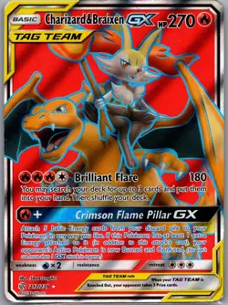 Charizard & Braixen GX (Full Art) 212/236 - Cosmic Eclipse - Pokemon Card - LP - Image 1