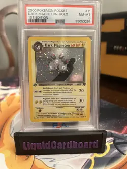 Pokemon TCG Dark Magneton 11/82 Rocket 1st Edition Holo PSA 8 - Image 1