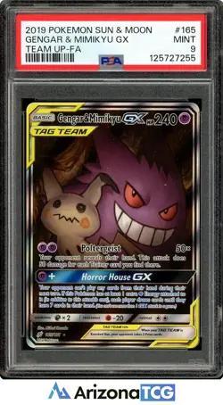 Pokemon 2019 Gengar & Mimikyu GX 165/181 Alt Art Team Up PSA 9 - Image 1