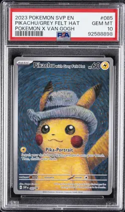 2023 POKEMON SVP EN-SV BLACK STAR PROMO #085 PIKACHU WITH GREY FELT HAT PSA 10 - Image 1