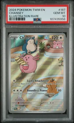 PSA 10 GEM MINT Chansey 187/167 SV06 Twilight Masquerade Holo Art Pokemon Card - Image 1