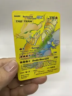 Reshiram&Charizard G Gold Metal Pokemon Card-Collectible Gift Display PRETTY~ - Image 2
