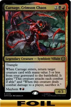 1x - Carnage, Crimson Chaos - FOIL #125 - Marvel's Spider-Man - NM MTG - Image 1