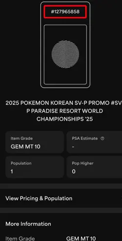 Pokemon World Championship 2025 Korean Paradise Resort SV-P Anaheim PSA 10 - Image 2