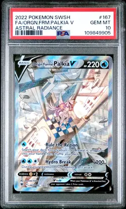 2022 Pokemon SWSH FA/Origin Forme Palkia V (Alt Art) Astral Radiance #167 PSA 10 - Image 1