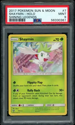 2017 Pokemon SM Shining Legends Shaymin Holo #7 PSA 9 MINT - Image 1
