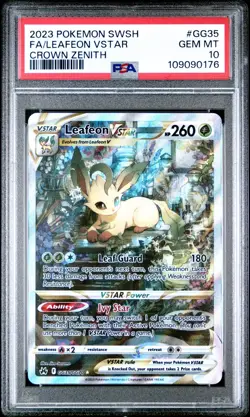 2023 POKEMON SWORD & SHIELD CROWN ZENITH #GG35 FULL ART/LEAFEON VSTAR PSA 10 - Image 1