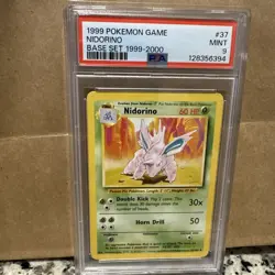Pokemon TCG Nidorino 1999-2000 Base Set Unlimited Uncommon Card 37/102 PSA 9 - Image 1