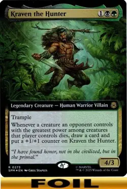 1x - Kraven the Hunter - FOIL EXTENDED ART #273 - Marvel's Spider-Man - NM MTG - Image 1