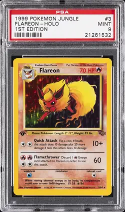 1999 POKEMON JUNGLE 1ST ED #3 FLAREON-HOLO PSA 9 - Image 1