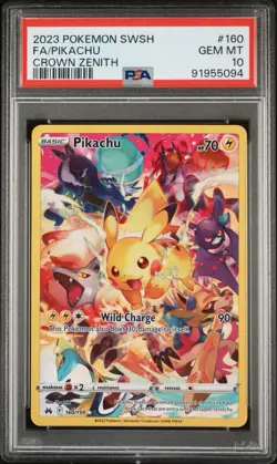 2023 POKEMON SWORD & SHIELD CROWN ZENITH #160 FULL ART/PIKACHU PSA 10 - Image 2