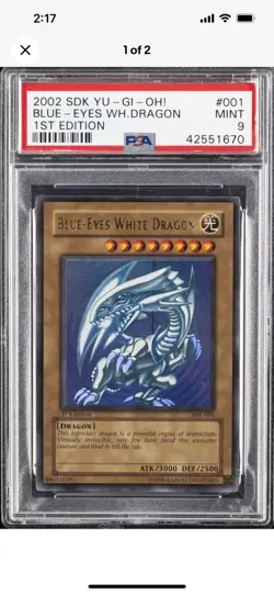 YuGiOh Blue Eyes White Dragon SDK-001 1st Edition PSA 9 2002 Thick Foil Line Sdk - Image 1