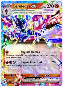 Ceruledge ex 036/191 Ultra Rare Holo Pokemon Card TCG 2024 Surging Sparks NM+ - Image 1