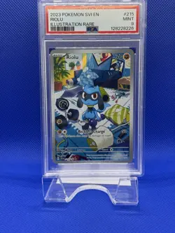 Pokemon TCG Riolu Scarlet & Violet Base Set Holo Illustration Card 215/198 PSA 9 - Image 1