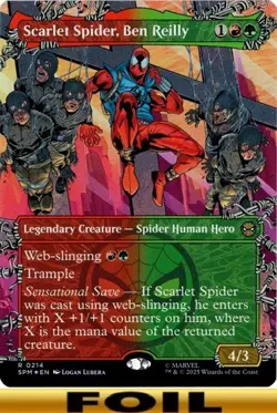 1x - Scarlet Spider, Ben Reilly - FOIL BORDERLESS #214 - Spider-Man - NM MTG - Image 1