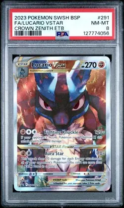 2023 LUCARIO VSTAR #291 POKEMON CROWN ZENITH ETB BLACK STAR PROMO PSA 8 - Image 1