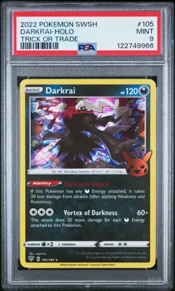 2020 POKEMON SWORD & SHIELD DARKNESS ABLAZE #105 DARKRAI-HOLO PSA 9 - Image 1