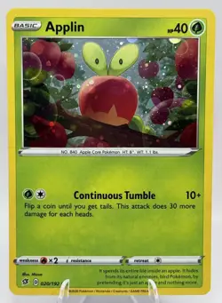 Applin 020/192 Rebel Clash Cosmos Holo Promo Blister Exclusives Rare Pokemon -LP - Image 1