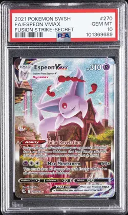 2021 POKEMON SWORD & SHIELD FUSION STRIKE SECRET FULL ART/ESPEON VMAX PSA 10 - Image 1