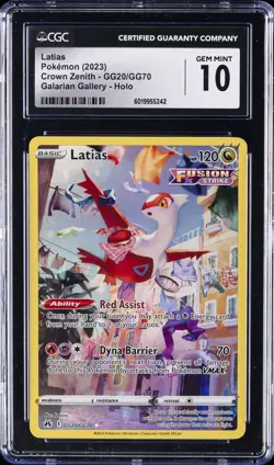 2023 POKEMON SWORD & SHIELD CROWN ZENITH #GG20 FULL ART/LATIAS CGC 10 GEM MINT - Image 1