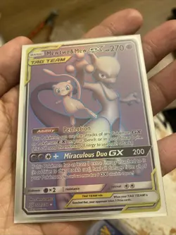 Mewtwo & Mew GX Full Art Holo Card 222/236 Sm-Unified Minds - Image 1