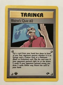 Blaine's Quiz #2 Gym Challenge Regular Card 111/132 1st Edition Pokemon TCG - Image 1