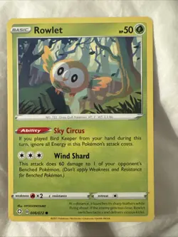 Pokemon Card ERROR MISCUT Rowlet 006/072 Shining Fates Pack Fresh Near Mint - Image 1