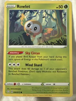Pokemon Card ERROR MISCUT Rowlet 006/072 Shining Fates Pack Fresh Near Mint - Image 2