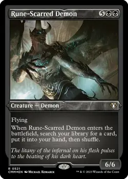 1 x Rune-Scarred Demon - Foil Etched - Commander Masters - NM-Mint - MTG - Image 1