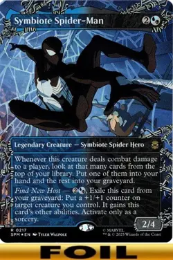 1x - Symbiote Spider-Man - FOIL BORDERLESS #217 - Marvel's Spider-Man - NM MTG - Image 1