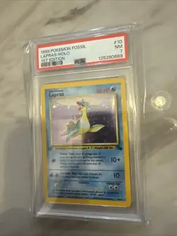 Pokemon Fossil Lapras 1st Edition Holo Rare 10/62 PSA 7 - Image 1